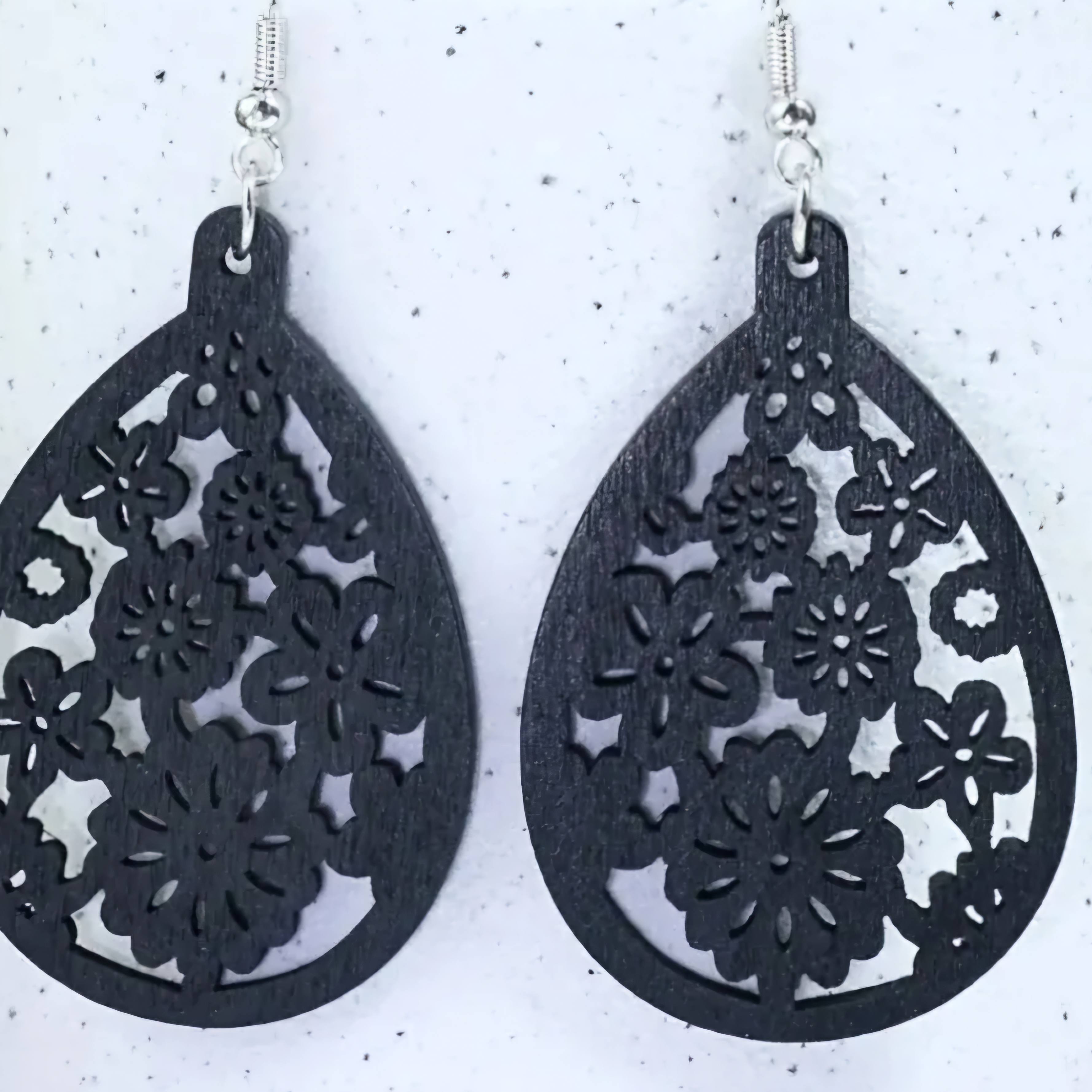 Elegant Black Floral Teardrop Earrings 5$